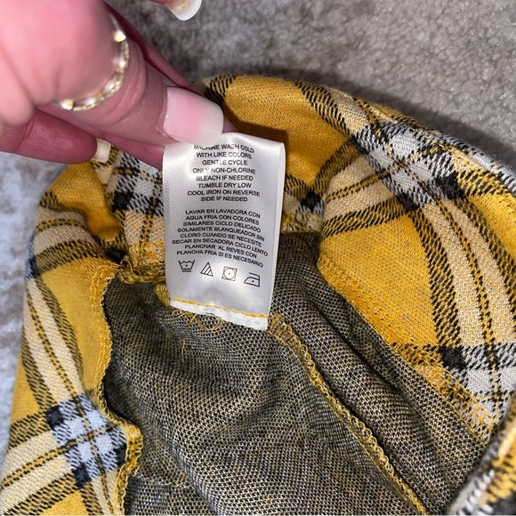 Madden NYC Yellow/black plaid pull on mini skirt Clueless above the knee SZ S - Picture 11 of 12